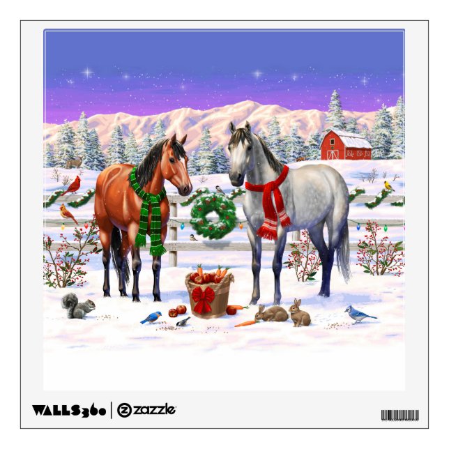 Christmas Horses in Snow Wall Decal (Front)