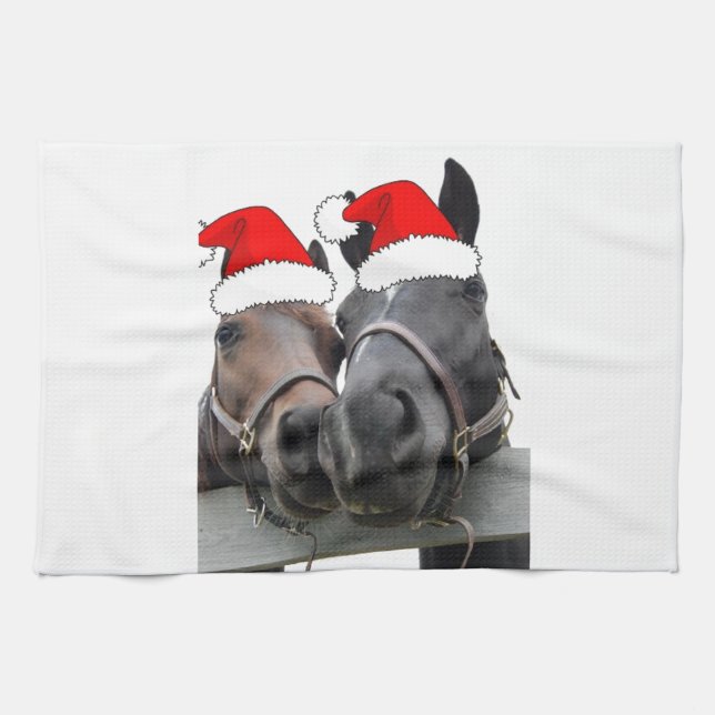 Christmas Horses Kitchen Towel (Horizontal)