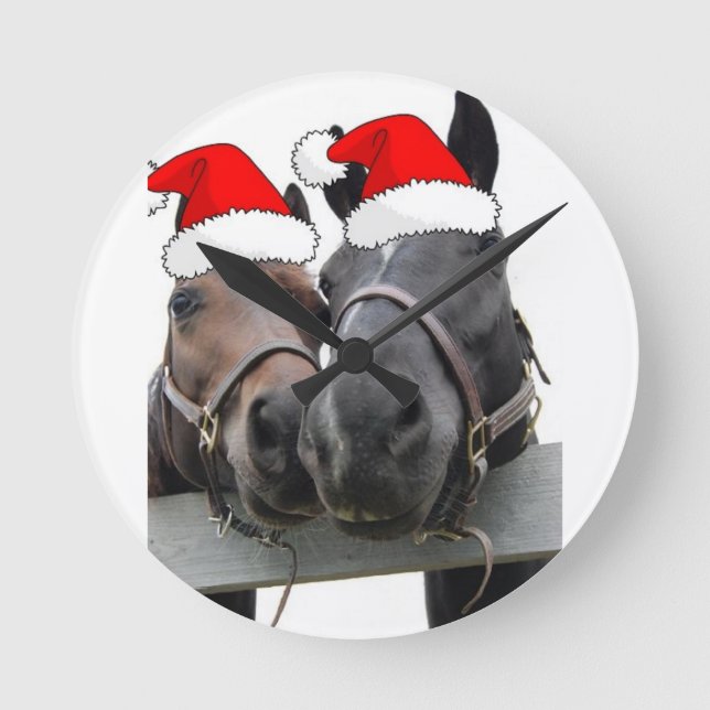 Christmas Horses Round Clock (Front)