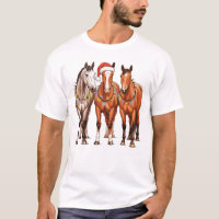Christmas Horses Western Cowboy Santa Hat Farm