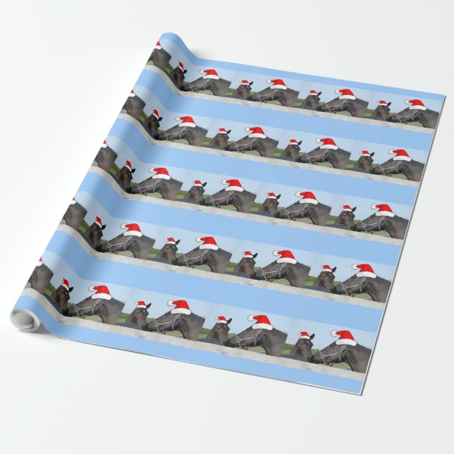 Christmas Horses Wrapping Paper (Unrolled)