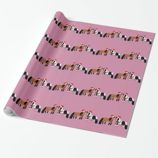 Christmas Horses Wrapping Paper (Unrolled)