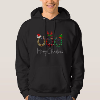 Christmas Horseshoe Leopard Plaid Santa Hat Horse Hoodie