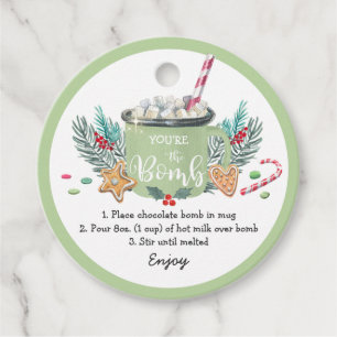 Christmas Hot Chocolate Bomb You're the Bomb Favor Tags