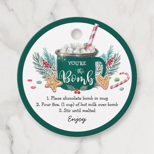 Christmas Hot Chocolate Bomb Youre the Bomb Favor Tags