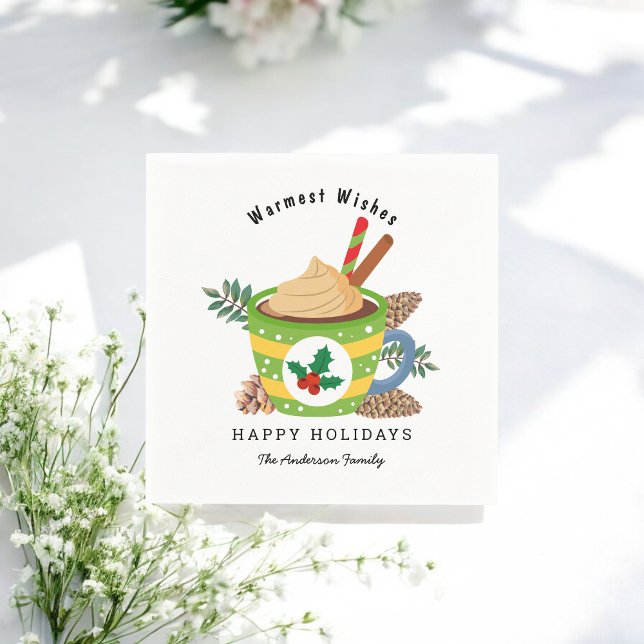 Christmas Hot Chocolate Cup Green White  Napkins (Creator Uploaded)