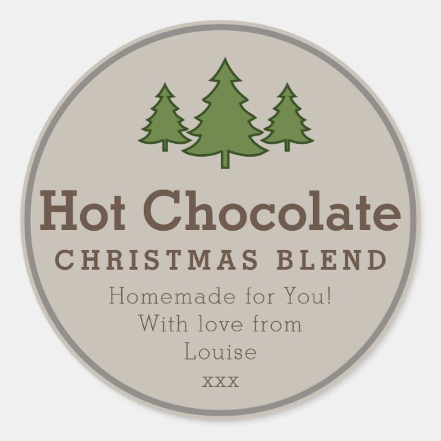 Christmas Hot Chocolate diy gift sticker (Front)