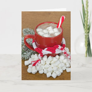 Christmas hot chocolate drink with scarf holiday card