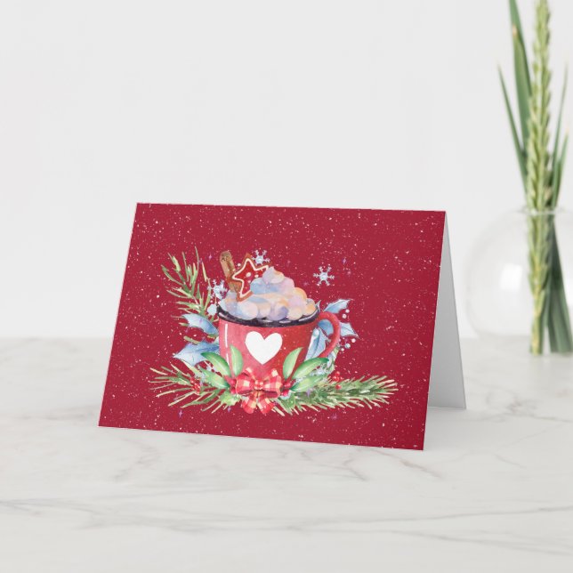 Christmas Hot Chocolate In Snowflakes Card (Front)
