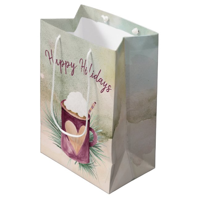 Christmas Hot Chocolate Mug  Medium Gift Bag (Front Angled)
