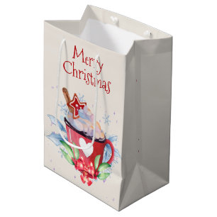 Christmas Hot Chocolate on Ivory Medium Gift Bag