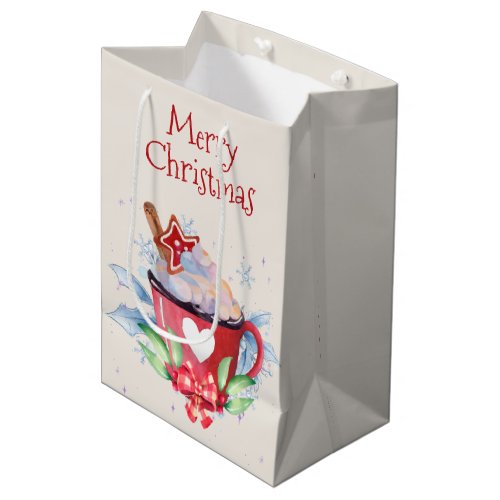 Christmas Hot Chocolate on Ivory  Medium Gift Bag