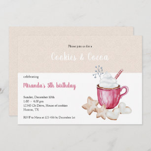 Christmas Hot Cocoa And Cookies Watercolor Invitation
