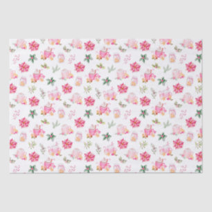 Christmas Hot Cocoa and Pink Poinsettias Tissue Paper