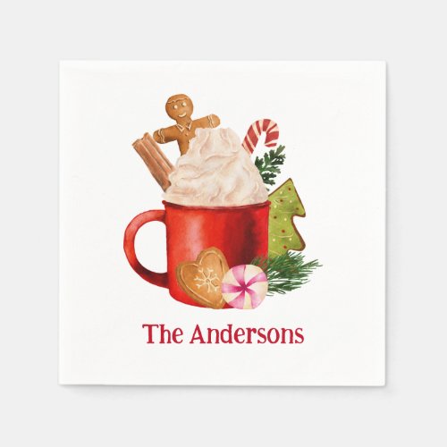 Christmas Hot Cocoa Cookie Holiday Drink Napkins