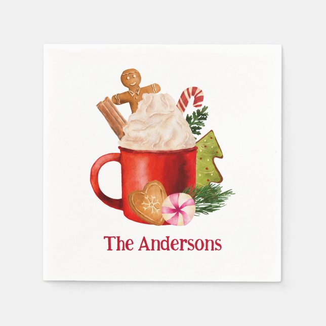Christmas Hot Cocoa Cookie Holiday Drink Napkins (Front)