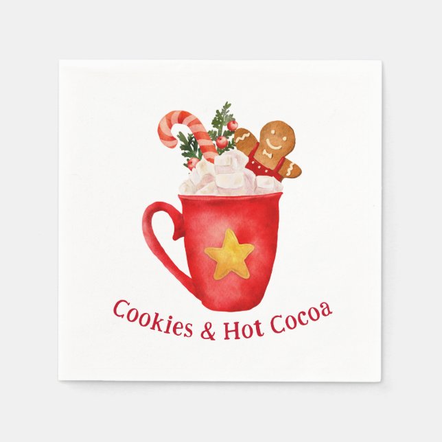 Christmas Hot Cocoa Cookie Holiday Drink Napkins (Front)