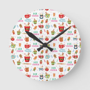 Christmas Hot Cocoa, Ginger Cookies Round Clock