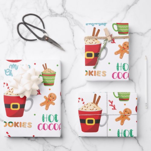 Christmas Hot Cocoa Ginger Cookies Wrapping Paper Sheets