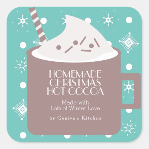 Christmas Hot Cocoa Homemade Recipe Gift Favor Square Sticker