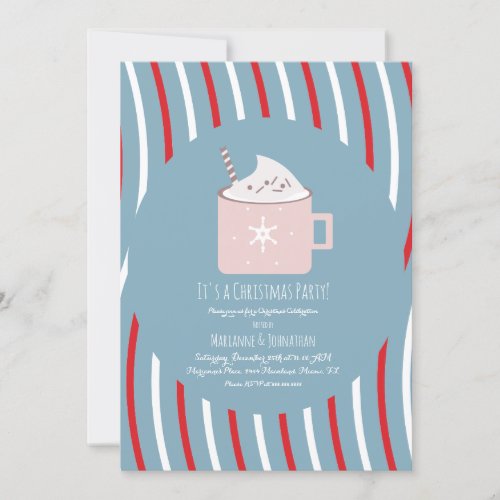 Christmas Hot Cocoa Party Candy Cane Invitation