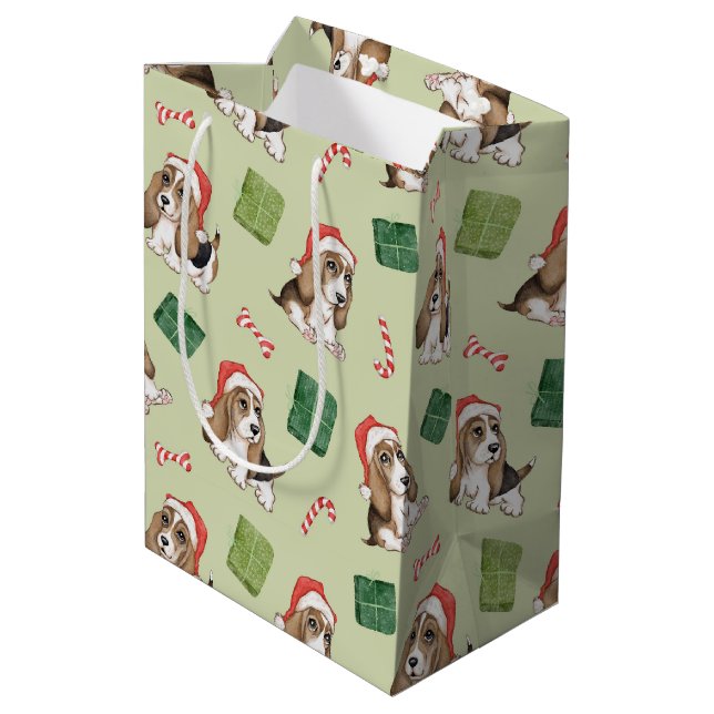 Christmas Hound Dog  Medium Gift Bag (Back Angled)
