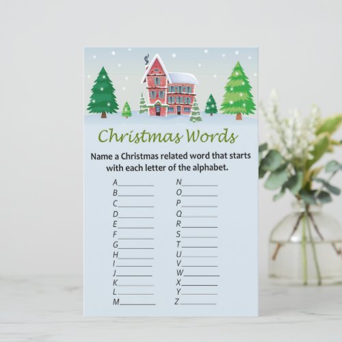 Christmas house christmas alphabet words game