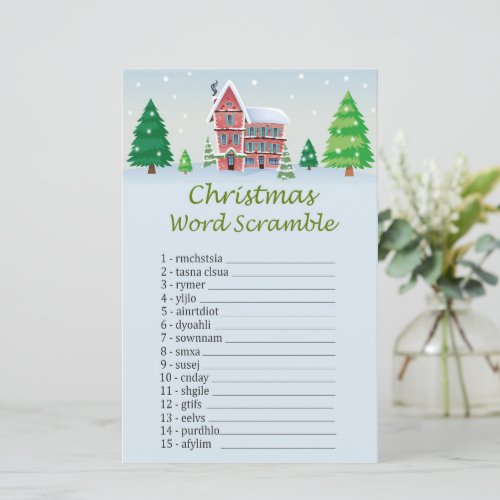 Christmas house christmas word scramble game