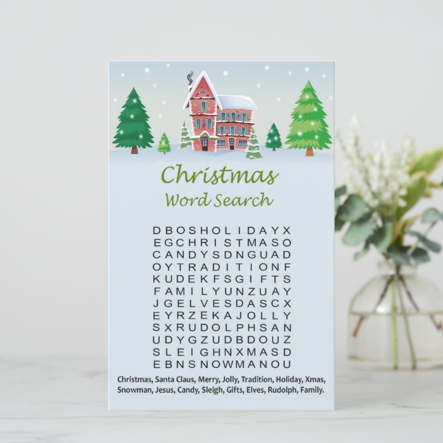 Christmas house christmas word search game (Standing Front)