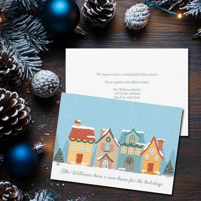 Christmas House Festive New Home Address Moving Holiday Card (Creator Uploaded)