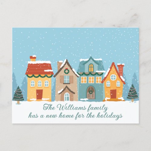 Christmas House Festive New Home Address Moving Postcard