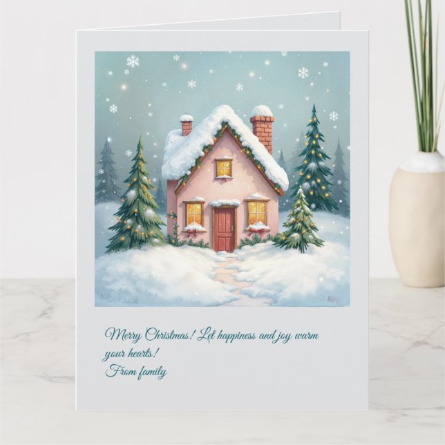 Christmas house. Merry Christmas! Holiday Card (Front)