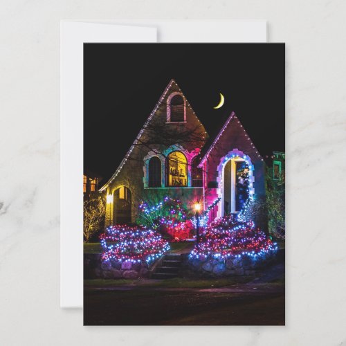 Christmas house on a moonlit night invitation