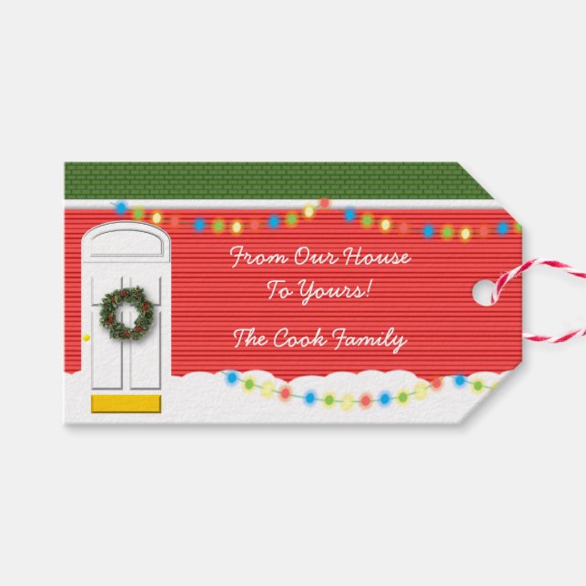 Christmas House Personalized Gift Tag (Front (Horizontal))