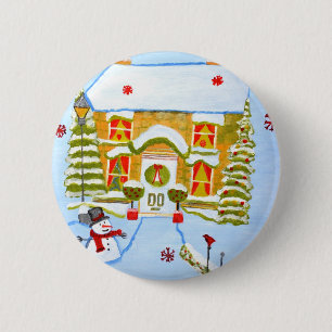 Christmas House Pinback Button