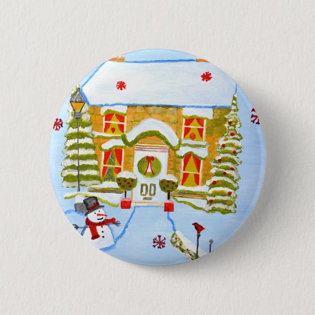 Christmas House Pinback Button (Front)