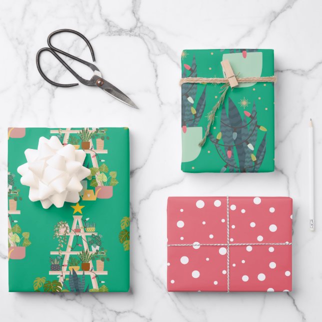 Christmas House Plant Wrapping Paper Sheets (Front)