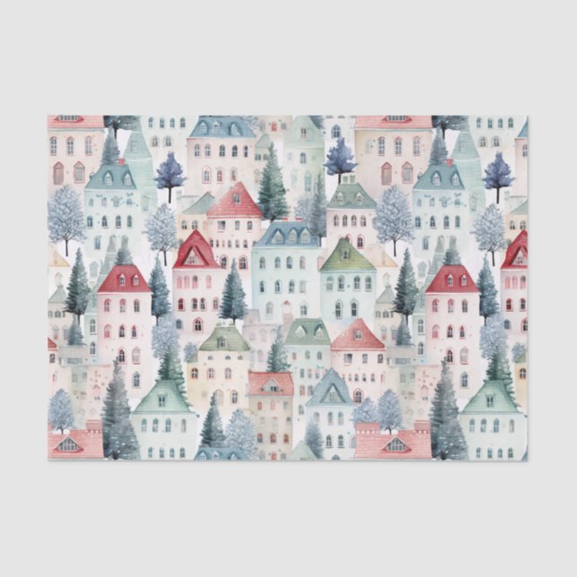 Christmas House Seamless Pattern Tissue Paper (Front)