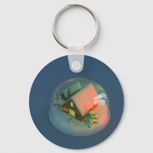 Christmas House snow globe Keychain