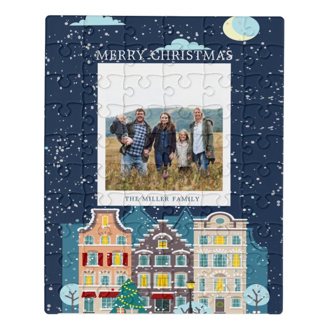 Christmas house snow merry christmas holiday photo jigsaw puzzle (Puzzle Vertical)