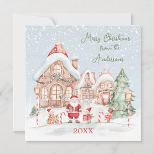 Christmas House Snow Santa Party Invitation