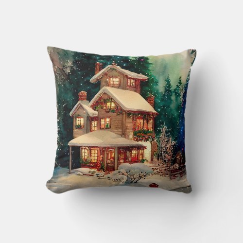 Christmas House throw pillow