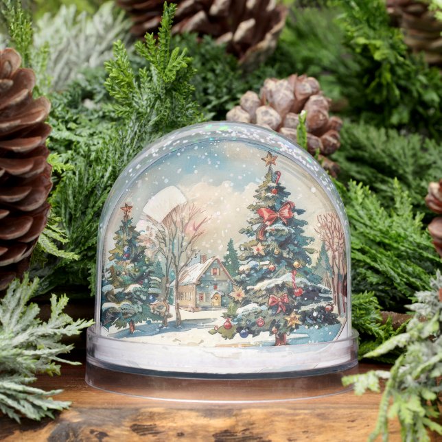 Christmas House Winterscape Snow Trees Globe (Winter)
