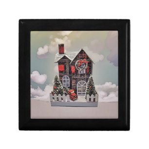 Christmas House Wooden Jewelry Keepsake Box