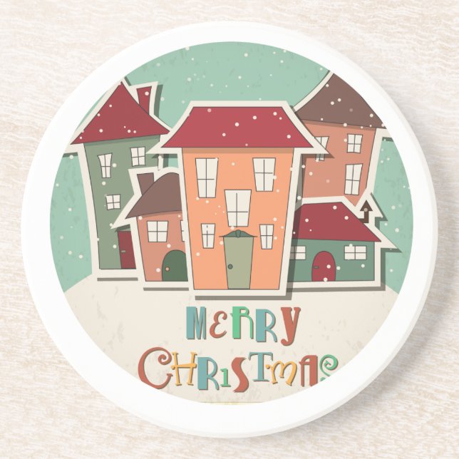 Christmas Houses Design Holiday Coasters (Front)