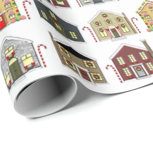 Christmas Houses Holiday Gift Wrapping Paper