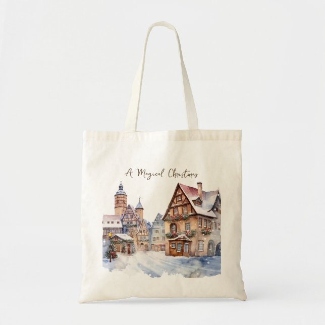 Christmas Houses Snow Tote Bag (Front)