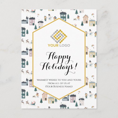 Christmas Houses Winter Logo Business Postcard