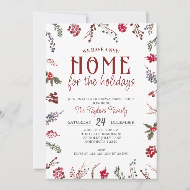 Christmas Housewarming, New Home for the Holidays Invitation (Front)