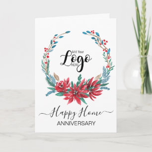 Christmas Housiversary Card, Wreath Logo Design Card